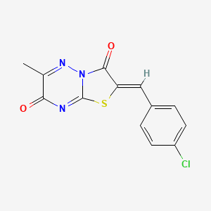 molecular formula C13H8ClN3O2S B2686369 (2Z)-2-(4-chlorobenzylidene)-6-methyl-7H-[1,3]thiazolo[3,2-b][1,2,4]triazine-3,7(2H)-dione CAS No. 53047-88-4