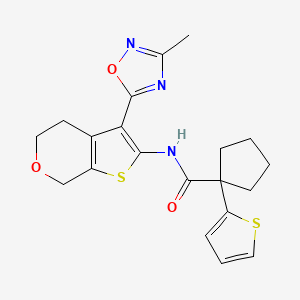 molecular formula C20H21N3O3S2 B2686372 N-(3-(3-甲基-1,2,4-噁二唑-5-基)-5,7-二氢-4H-噻吩并[2,3-c]吡喃-2-基)-1-(噻吩-2-基)环戊烷羧酰胺 CAS No. 2034401-83-5