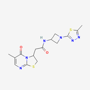 B2686376 2-(6-Methyl-5-oxo-2,3-dihydro-[1,3]thiazolo[3,2-a]pyrimidin-3-yl)-N-[1-(5-methyl-1,3,4-thiadiazol-2-yl)azetidin-3-yl]acetamide CAS No. 2415632-83-4