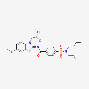 B2686393 (Z)-methyl 2-(2-((4-(N,N-dibutylsulfamoyl)benzoyl)imino)-6-methoxybenzo[d]thiazol-3(2H)-yl)acetate CAS No. 1005729-37-2
