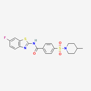 molecular formula C20H20FN3O3S2 B2686408 N-(6-氟苯并[d]噻唑-2-基)-4-((4-甲基哌啶-1-基)磺酰)苯甲酰胺 CAS No. 683261-17-8