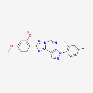 molecular formula C21H18N6O2 B2686418 2-(7-(2,4-dimethylphenyl)-7H-pyrazolo[4,3-e][1,2,4]triazolo[1,5-c]pyrimidin-2-yl)-5-methoxyphenol CAS No. 899383-28-9