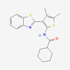molecular formula C20H22N2OS2 B2686420 N-(3-(benzo[d]thiazol-2-yl)-4,5-dimethylthiophen-2-yl)cyclohexanecarboxamide CAS No. 886959-44-0