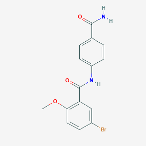 molecular formula C15H13BrN2O3 B268643 N-[4-(aminocarbonyl)phenyl]-5-bromo-2-methoxybenzamide 