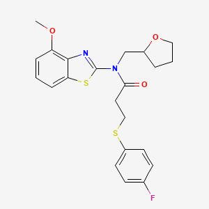 3-((4-fluorophenyl)thio)-N-(4-methoxybenzo[d]thiazol-2-yl)-N-((tetrahydrofuran-2-yl)methyl)propanamide