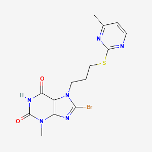 8-Bromo-3-methyl-7-[3-(4-methylpyrimidin-2-yl)sulfanylpropyl]purine-2,6-dione