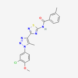 molecular formula C20H17ClN6O2S B2686439 N-{3-[1-(3-chloro-4-methoxyphenyl)-5-methyl-1H-1,2,3-triazol-4-yl]-1,2,4-thiadiazol-5-yl}-3-methylbenzamide CAS No. 895119-70-7