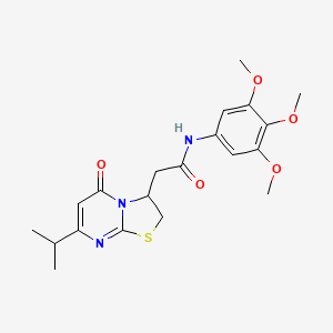 molecular formula C20H25N3O5S B2686449 2-(7-isopropyl-5-oxo-3,5-dihydro-2H-thiazolo[3,2-a]pyrimidin-3-yl)-N-(3,4,5-trimethoxyphenyl)acetamide CAS No. 952974-05-9