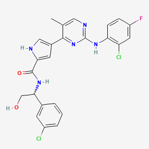 molecular formula C24H20Cl2FN5O2 B2686459 (R)-4-(2-((2-氯-4-氟苯基)氨基)-5-甲基吡啶并-4-基)-N-(1-(3-氯苯基)-2-羟基乙基)-1H-吡咯-2-甲酰胺 CAS No. 1680187-43-2