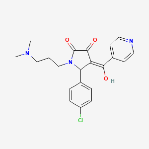 molecular formula C21H22ClN3O3 B2686472 5-(4-氯苯基)-1-(3-(二甲基氨基)丙基)-3-羟基-4-异烟酰基-1H-吡咯-2(5H)-酮 CAS No. 627471-63-0