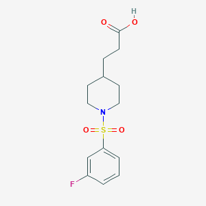 molecular formula C14H18FNO4S B2686479 3-{1-[(3-氟苯基)磺酰]-4-哌啶基}丙酸 CAS No. 1338683-76-3