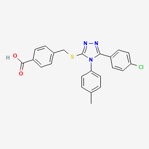 molecular formula C23H18ClN3O2S B2686485 4-(((5-(4-Chlorophenyl)-4-(p-tolyl)-4H-1,2,4-triazol-3-yl)thio)methyl)benzoic acid CAS No. 443741-75-1