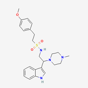 molecular formula C24H32N4O3S B2686491 N-[2-(1H-indol-3-yl)-2-(4-methylpiperazin-1-yl)ethyl]-2-(4-methoxyphenyl)ethane-1-sulfonamide CAS No. 2097937-59-0