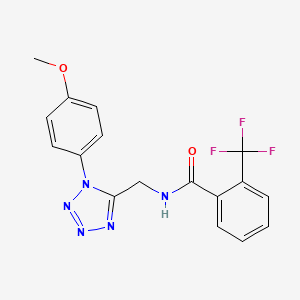 molecular formula C17H14F3N5O2 B2686493 N-((1-(4-methoxyphenyl)-1H-tetrazol-5-yl)methyl)-2-(trifluoromethyl)benzamide CAS No. 897614-76-5