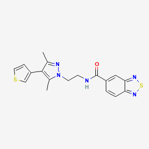 molecular formula C18H17N5OS2 B2686519 N-(2-(3,5-二甲基-4-(噻吩-3-基)-1H-吡唑-1-基)乙基)苯并[c][1,2,5]噻二唑-5-甲酰胺 CAS No. 2034507-95-2