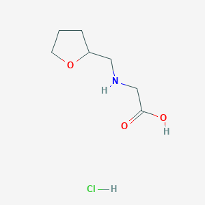 molecular formula C7H14ClNO3 B2686528 2-(噁唑环己烷-2-基甲基氨基)乙酸;盐酸 CAS No. 2567504-93-0