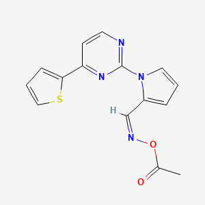 molecular formula C15H12N4O2S B2686530 2-(2-{[(乙酰氧)亚胺]甲基}-1H-吡咯-1-基)-4-(2-噻吩基)嘧啶 CAS No. 860788-92-7