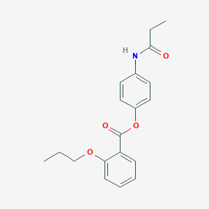 molecular formula C19H21NO4 B268654 4-(Propanoylamino)phenyl 2-propoxybenzoate 