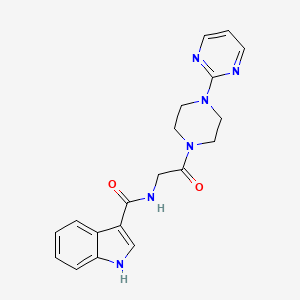 molecular formula C19H20N6O2 B2686541 N-(2-oxo-2-(4-(pyrimidin-2-yl)piperazin-1-yl)ethyl)-1H-indole-3-carboxamide CAS No. 1251638-28-4