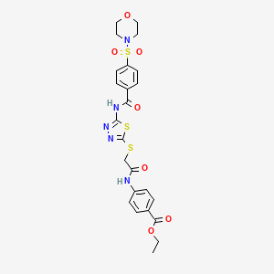 Ethyl 4-(2-((5-(4-(morpholinosulfonyl)benzamido)-1,3,4-thiadiazol-2-yl)thio)acetamido)benzoate