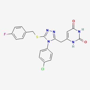 6-((4-(4-chlorophenyl)-5-((4-fluorobenzyl)thio)-4H-1,2,4-triazol-3-yl)methyl)pyrimidine-2,4(1H,3H)-dione