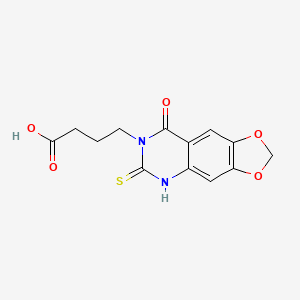 molecular formula C13H12N2O5S B2686557 4-(8-oxo-6-thioxo-5,6-dihydro-[1,3]dioxolo[4,5-g]quinazolin-7(8H)-yl)butanoic acid CAS No. 689228-20-4