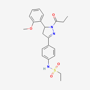 N-[4-[3-(2-methoxyphenyl)-2-propanoyl-3,4-dihydropyrazol-5-yl]phenyl]ethanesulfonamide