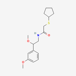 molecular formula C17H25NO3S B2686565 2-(环戊硫基)-N-(2-甲氧基-2-(3-甲氧苯基)乙基)乙酰胺 CAS No. 1797557-62-0