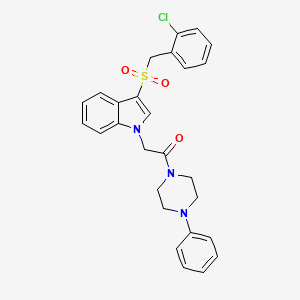 molecular formula C27H26ClN3O3S B2686574 3-[(2-chlorobenzyl)sulfonyl]-1-[2-oxo-2-(4-phenylpiperazin-1-yl)ethyl]-1H-indole CAS No. 891092-83-4