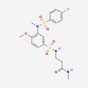 molecular formula C18H22ClN3O6S2 B2686579 3-(3-(4-氯-N-甲基苯基磺酰氨基)-4-甲氧基苯基磺酰氨基)-N-甲基丙酰胺 CAS No. 899725-85-0
