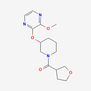 molecular formula C15H21N3O4 B2686598 (3-((3-Methoxypyrazin-2-yl)oxy)piperidin-1-yl)(tetrahydrofuran-3-yl)methanone CAS No. 2034500-91-7