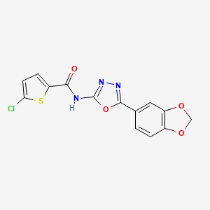 N-(5-(benzo[d][1,3]dioxol-5-yl)-1,3,4-oxadiazol-2-yl)-5-chlorothiophene-2-carboxamide
