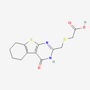 molecular formula C13H14N2O3S2 B2686609 {[(4-Oxo-3,4,5,6,7,8-hexahydro[1]benzothieno[2,3-d]pyrimidin-2-yl)methyl]thio}acetic acid CAS No. 731826-75-8