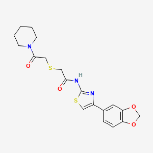 N-(4-(benzo[d][1,3]dioxol-5-yl)thiazol-2-yl)-2-((2-oxo-2-(piperidin-1-yl)ethyl)thio)acetamide