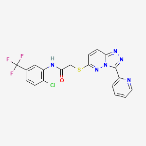 molecular formula C19H12ClF3N6OS B2686619 N-(2-chloro-5-(trifluoromethyl)phenyl)-2-((3-(pyridin-2-yl)-[1,2,4]triazolo[4,3-b]pyridazin-6-yl)thio)acetamide CAS No. 868967-66-2
