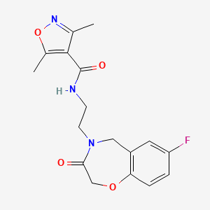 molecular formula C17H18FN3O4 B2686623 N-(2-(7-fluoro-3-oxo-2,3-dihydrobenzo[f][1,4]oxazepin-4(5H)-yl)ethyl)-3,5-dimethylisoxazole-4-carboxamide CAS No. 1903770-31-9