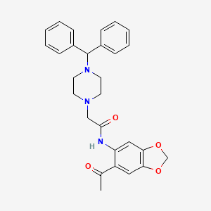 N-(6-acetyl-1,3-benzodioxol-5-yl)-2-(4-benzhydrylpiperazin-1-yl)acetamide
