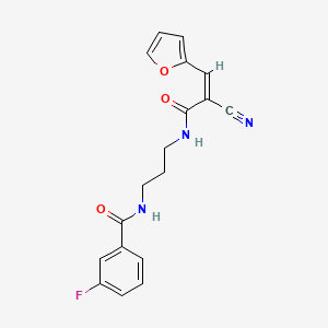 N-[3-[[(Z)-2-cyano-3-(furan-2-yl)prop-2-enoyl]amino]propyl]-3-fluorobenzamide