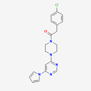 molecular formula C20H20ClN5O B2686644 1-(4-(6-(1H-pyrrol-1-yl)pyrimidin-4-yl)piperazin-1-yl)-2-(4-chlorophenyl)ethanone CAS No. 1396859-15-6