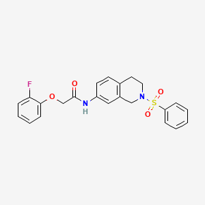 molecular formula C23H21FN2O4S B2686646 2-(2-fluorophenoxy)-N-(2-(phenylsulfonyl)-1,2,3,4-tetrahydroisoquinolin-7-yl)acetamide CAS No. 954639-33-9