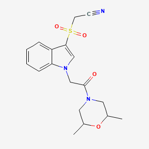 2-((1-(2-(2,6-dimethylmorpholino)-2-oxoethyl)-1H-indol-3-yl)sulfonyl)acetonitrile