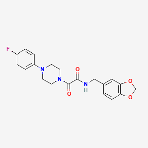 molecular formula C20H20FN3O4 B2686649 N-(苯并[d][1,3]二氧杂环-5-基甲基)-2-(4-(4-氟苯基)哌嗪-1-基)-2-氧代乙酰胺 CAS No. 941998-69-2