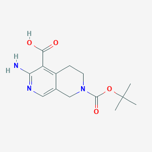 molecular formula C14H19N3O4 B2686650 3-Amino-7-[(2-methylpropan-2-yl)oxycarbonyl]-6,8-dihydro-5H-2,7-naphthyridine-4-carboxylic acid CAS No. 2137686-29-2