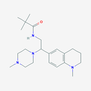 molecular formula C22H36N4O B2686651 N-(2-(1-methyl-1,2,3,4-tetrahydroquinolin-6-yl)-2-(4-methylpiperazin-1-yl)ethyl)pivalamide CAS No. 922114-26-9