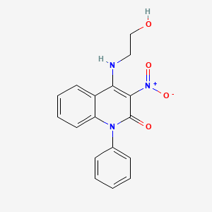 molecular formula C17H15N3O4 B2686658 4-((2-hydroxyethyl)amino)-3-nitro-1-phenylquinolin-2(1H)-one CAS No. 886158-63-0