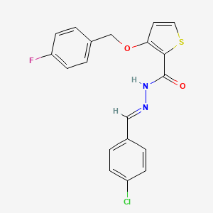 molecular formula C19H14ClFN2O2S B2686661 N'-[(E)-(4-chlorophenyl)methylidene]-3-[(4-fluorobenzyl)oxy]-2-thiophenecarbohydrazide CAS No. 478246-50-3