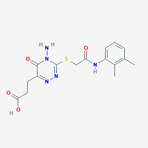 molecular formula C16H19N5O4S B2686666 3-[4-氨基-3-[2-(2,3-二甲基苯胺基)-2-氧代乙基]硫基-5-氧代-1,2,4-三嗪-6-基]丙酸 CAS No. 896170-23-3