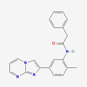 molecular formula C21H18N4O B2686672 N-(5-(imidazo[1,2-a]pyrimidin-2-yl)-2-methylphenyl)-2-phenylacetamide CAS No. 862810-45-5