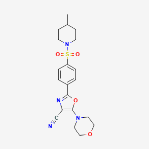 molecular formula C20H24N4O4S B2686694 2-(4-((4-甲基哌啶-1-基)磺酰基)苯基)-5-吗啉氧唑-4-碳腈 CAS No. 941247-61-6