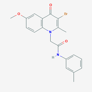 molecular formula C20H19BrN2O3 B2686698 2-(3-bromo-6-methoxy-2-methyl-4-oxoquinolin-1(4H)-yl)-N-(m-tolyl)acetamide CAS No. 385391-38-8